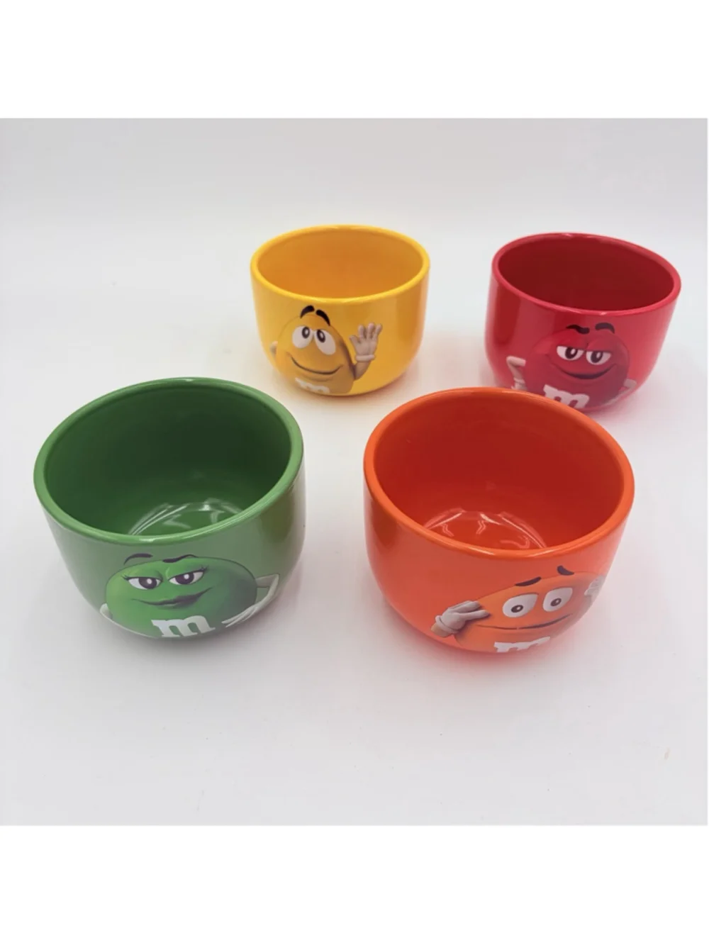 M & M 4x Ceramic Bowls- 2023 Limited Edition Red-Green-Yellow-Orange Set Of 4
